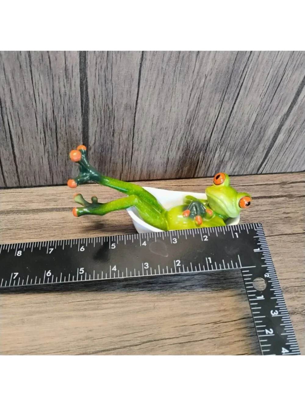 Frog Figurine Relaxing In Bathtub 6